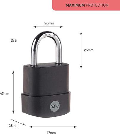 Y227B-45-122-1 Yale Padlock Weatherproof Padlock, 6mm Shackle, 47mm Body