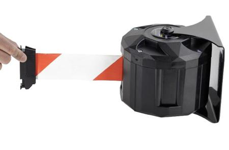RWX2050RB Viso Black Polypropylene, Steel Wall Mount Barrier, 20m, Red/White Tape