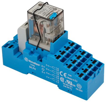 58-P4-9-012-0050SMA Finder 58 Series[Blank] 12V dc DIN Rail Interface Relay Module, 4PDT, Push In