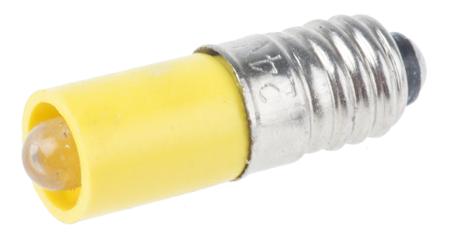 205-050 RS PRO Yellow LED Reflector Bulb, 24V dc, E5 Base, 6mm Diameter, 45mcd