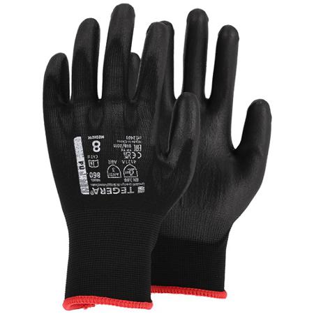 860-11 Tegera TEGERA Black Nylon Dry Environment Work Gloves, Size 11, Polyurethane Coating