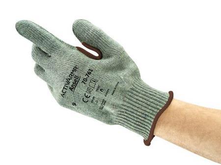 70761090 Ansell ActivArmr 70-761 Grey Acrylic, Nylon (Liner) Abrasion Resistant, Cut Resistant Work Gloves, Size 9