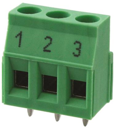 1734669 Phoenix Contact MKDSN 2.5/3 BD:1-3 Series PCB Terminal Block, 3-Contact, 5mm Pitch, Through Hole Mount, 1-Row, Screw