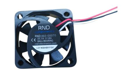 RND-460-00070 RND Axial Fan, 5 V, dc Operation, 12.3m³/h, 900mW, 180mA Max, 40x40x10mm