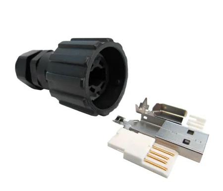 17-200121 CONEC Straight, Cable Mount, Plug- Single Port Type A 2.0 IP67 USB Connector