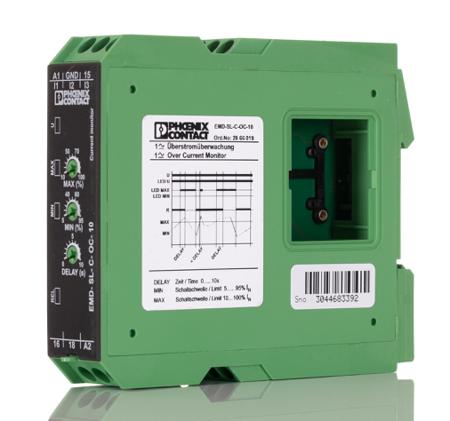 2866019 Phoenix Contact Current Monitoring Relay, 1 Phase, SPDT, DIN Rail