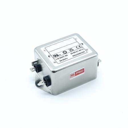 276-6309 RS PRO 6A 250 V ac 50/60Hz, Chassis Mount EMI Filter, Fast-On, Single Phase