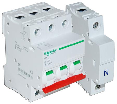 SEA91253N 3 + N Pole DIN Rail Switch Disconnector, 125 A, IP20, IP55