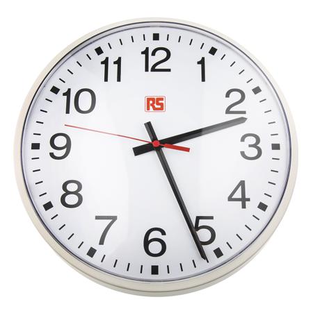 366-3137 RS PRO White Analog Wall Clock, 320mm Diameter