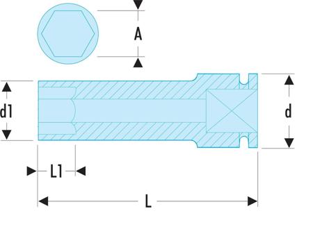 NSB-10 Facom 10mm, 1/2 in Drive Impact Socket, 80 mm length