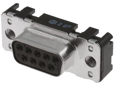 09661556511 HARTING D-Sub Standard 9 Way Through Hole D-sub Connector Socket, 2.74mm Pitch, with Boardlocks, M3 Threaded Inserts