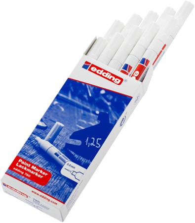 RS-4-780049 Edding White 0.8mm Extra Fine Tip Paint Marker Pen for use with Glass, Metal, Plastic, Wood