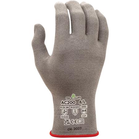 SHOAC2003 Showa AC200 Grey HPPE Cut Resistant, Latex Free Work Gloves, Size Large, Uncoated Coating