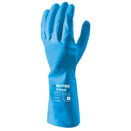 SKY952 Skytec Frisco Blue Cotton Chemical Environment Work Gloves, Size Medium, Nitrile Coating
