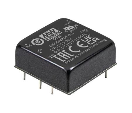 DKMW40F-12 MEAN WELL DKMW40 DC-DC Converter, ±12V dc/ ±0 → 1667mA Output, 9 → 36 V dc Input, 40W, Surface Mount,