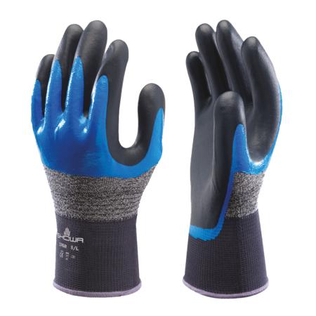 SHO3764 Showa 376R Black, Blue Nylon, Polyester Abrasion Resistant, Anti-Slip, General Purpose, Good Dexterity, Tear Resistant