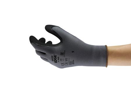 48920110 Ansell Edge 48-920 Black Polyester Oil Resistant Work Gloves, Size 11, Nitrile Coating
