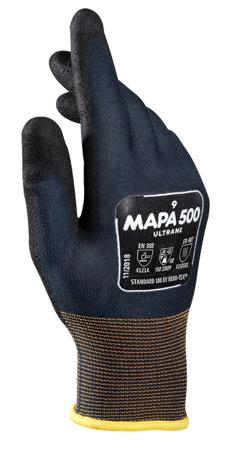 34500049 Mapa , ULTRANE 500 Black Nitrile General Purpose Work Gloves, Size 9, Nitrile Coating
