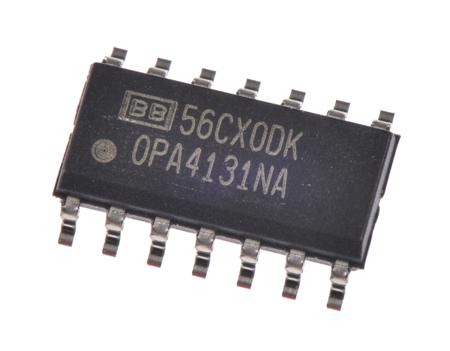 OPA4131NA Texas Instruments, Operational Amplifier, 4 MHz, 14-Pin 18 V SOIC