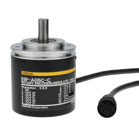 E6F-AG5C-C-360-2M Omron Absolute Encoder 360 ppr 5000rpm Radial, Thrust 12 → 24 V dc