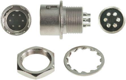 HR10G-7R-6P-73- Hirose HR10 Series, 6 Pole Panel Mount Micro Connector Socket, with Male Contacts