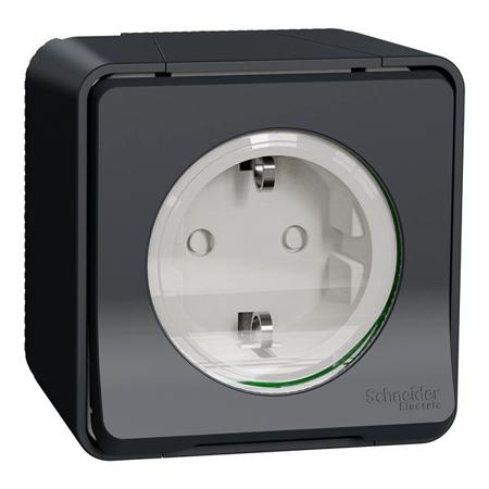 MUR36034 Schneider Electric MUR Black, White Plug Socket, 2P + E Poles, 16A, Indoor, Outdoor Use