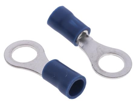 534-569 RS Pro Insulated Tin Plated Crimp Ring Terminal, M6 Stud Size, 1.5mm² to 2.5mm², 16AWG to 14AWG, Blue