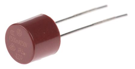 37005000000 Littelfuse PC Board Non Resettable Fuse, Radial 500mA, 250V ac
