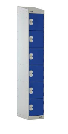 213-660 RS PRO 6 Door No Steel Blue, Light Grey Locker, 1800 mm x 300 mm x 300mm