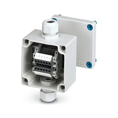 3002002 Phoenix Contact E AB A Series Grey ABS Junction Box, 6 Terminals, 85 x 83 x 60mm