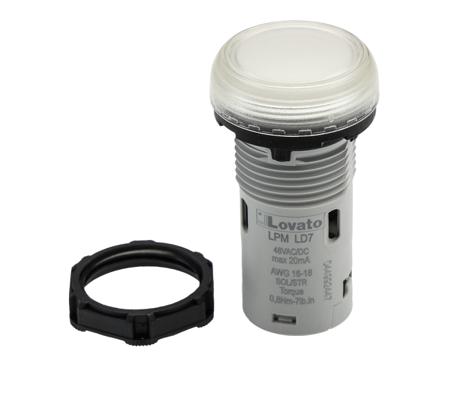 LPMLD7 Lovato, LPML, Panel Mount Clear LED Pilot Light, 22mm Cutout, IP66, IP67, IP69K, Round, 48V