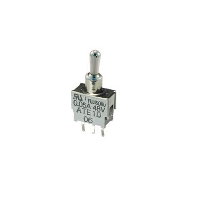 ATE1E-2M3-10-Z Nidec Components Toggle Switch, PCB Mount, (On)-Off-(On), SPDT, PC Straight Terminal