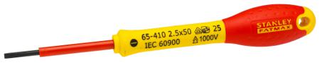 0-65-410 Stanley 50 mm Steel Insulated Screwdriver, Slotted 2.5 mm Tip
