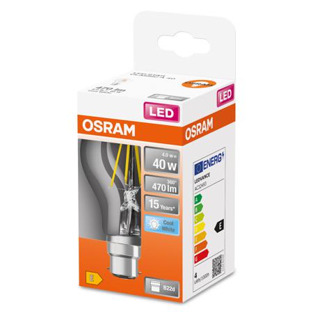 4058075592636 LEDVANCE 40580 B22d LED Bulbs 4 W(40W), 4000K, Cool White, Classic Bulb shape