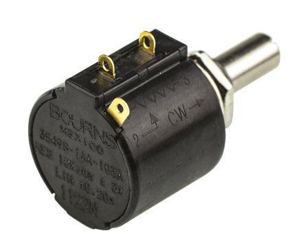 3549S-1AA-103A Bourns 3549 Series Wirewound Potentiometer with a 6.35 mm Dia. Shaft 10-Turn, 10kΩ, ±3%, 2W, ±50ppm/°C, Panel Mount