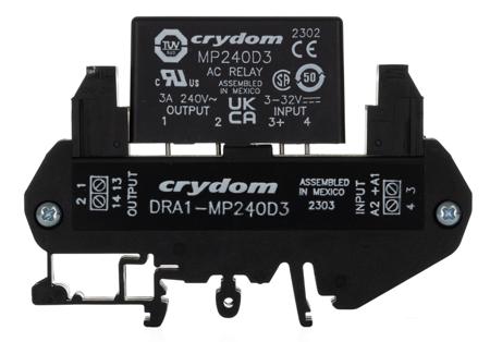 DRA1-MP240D3 Sensata Crydom DRA Series Solid State Interface Relay, 32 V Control, 3 A rms Load, DIN Rail Mount