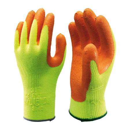 SHO3172 Showa 317 Orange, Yellow Polyester Extra Grip, Good Dexterity Work Gloves, Size Medium, Latex Coating