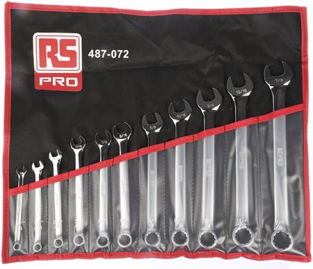 487-072 RS PRO 11-Piece Spanner Set, 1/4 → 7/8 in, Chrome Vanadium Steel