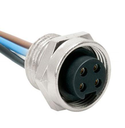 RKFV-40-1M Turck RKFV Series, 4 Pole Panel Mount Connector Plug, IP67, Female Contacts, Threaded Mating
