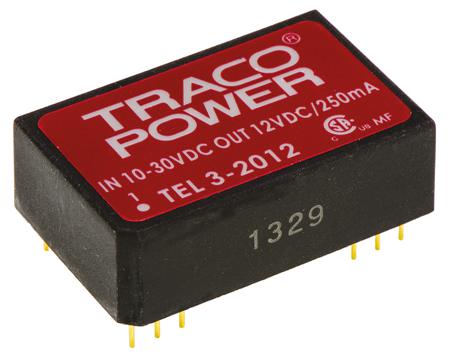 TEL-3-2012 TRACOPOWER TEL 3 3W Isolated DC-DC Converter Through Hole, Vin 10 → 30 V dc, Vout 12V dc, I/O isolation 1.5kV dc