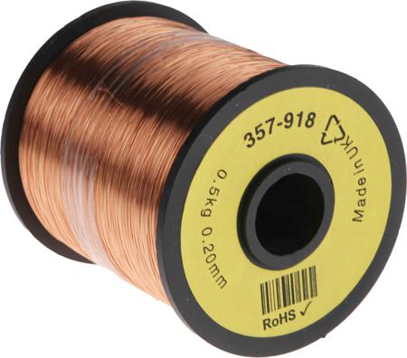 357-918 RS PRO 0.23mm Enamelled Copper Wire, 32 AWG 1600m Reel