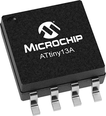ATTINY13A-SSUR Microchip Technology , 8bit AVR Microcontroller, 20MHz, 1 kB Flash, 8-Pin SOIC