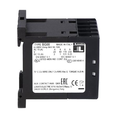 11BG0031A024 Lovato BG 4 Pole Contactor, 3NO/1NC, 10 A, 24 V @ 50/60 Hz Coil