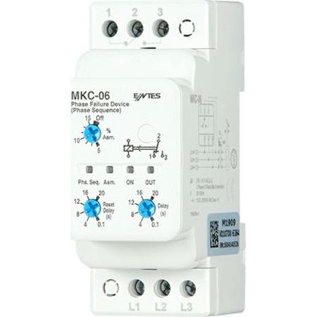 MKC-06 ENTES Phase Monitoring Relay, 3 Phase, SPDT, DIN Rail