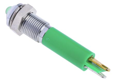 210-226 RS Pro Green LED Indicator, 12 V dc, 3 mm Lamp Size, 6mm Mounting Hole Size