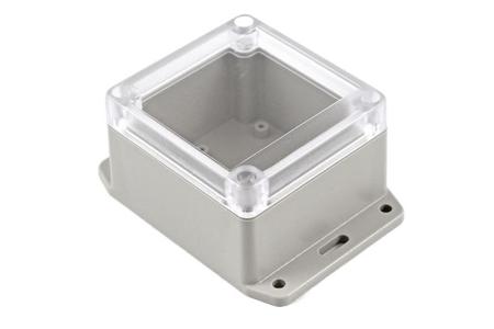 RP1065BFC Hammond RP Series Light Grey ABS General Purpose Enclosure, IP65, Flanged, Clear Lid, 85 x 80 x 55mm