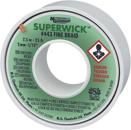 443 Super Wick SUPERWICK  7.5m Desoldering Braid, Width 2mm