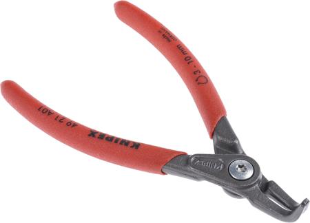 49-21-A01 Knipex 130 mm Chrome Vanadium Steel Circlip Pliers with Bent Tip, External, Range 3 → 10 mm