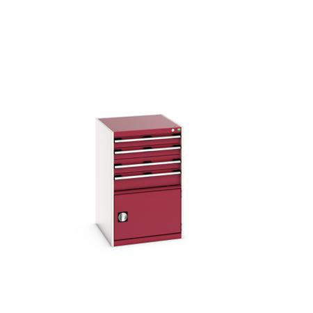 40027023-24V Bott 1 Door, 4 Drawer Sheet Steel Floor Standing Storage Cabinet, 650 X 750 X 1000mm