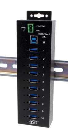 EX-1580SHMVS Exsys 10 Port USB 3.2  Hub, Terminal Connector Powered, 198 x 55 x 30mm
